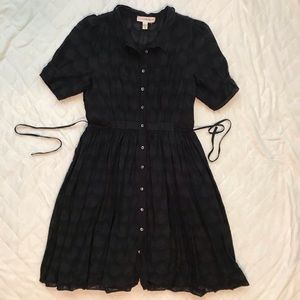 Black eyelet button up dress